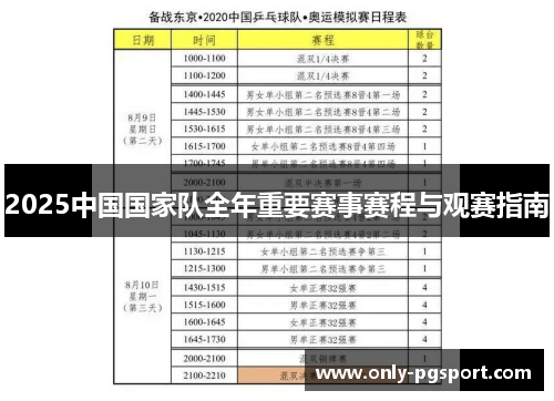 2025中国国家队全年重要赛事赛程与观赛指南